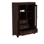 Sheesham Wood Storage Cabinet with Glass Door Shelves and Drawers for Living Room Bedroom Study Solid Wooden Organizer Cupboard Bookcase with Display Rack Home Furniture - Image 6