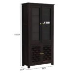 Sheesham Wood Tall Storage Cabinet with Glass Door Shelves Woven Panel Lower Cupboard for Living Dining Kitchen Home Furniture Display Organizer Premium Wooden Unit - Image 3