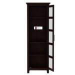 Solid Sheesham Wood Glass Door Cabinet with Shelves Premium Display Unit for Living Room Kitchen Storage Wooden Showcase for Utensils Books Decor Home Furniture - Image 3