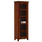 Sheesham Wood Tall Glass Door Cabinet with Multiple Shelves Slim Storage Unit for Living Room Kitchen Dining Room Home Solid Wooden Display Furniture Organizer Showcase - Image 3