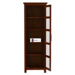 Sheesham Wood Tall Glass Door Cabinet with Multiple Shelves Slim Storage Unit for Living Room Kitchen Dining Room Home Solid Wooden Display Furniture Organizer Showcase - Image 4