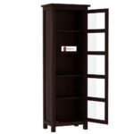 Solid Sheesham Wood Glass Door Cabinet with Shelves Premium Display Unit for Living Room Kitchen Storage Wooden Showcase for Utensils Books Decor Home Furniture - Image 4