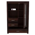 Sheesham Wood Storage Cabinet with Glass Door Shelves and Drawers for Living Room Bedroom Study Solid Wooden Organizer Cupboard Bookcase with Display Rack Home Furniture - Image 3