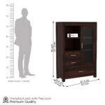 Sheesham Wood Storage Cabinet with Glass Door Shelves and Drawers for Living Room Bedroom Study Solid Wooden Organizer Cupboard Bookcase with Display Rack Home Furniture - Image 2