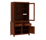 Solid Sheesham Wood Sideboard Cabinet for Living Room | Wooden Crockery Cabinet with 2 Acrylic Glass Doors, 2 Door Cabinet & 2 Drawers | Kitchen Display Unit | Honey - Image 4