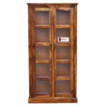 Sheesham Wood Crockery Cabinet with Glass Door | Solid Wood Storage Almirah for Living Room | Wooden Book Shelf & Display Unit | Walnut Finish - Image 6