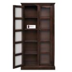 Sheesham Wood Crockery Cabinet with Glass Door | Solid Wood Storage Almirah for Living Room | Wooden Book Shelf & Display Unit | Walnut Finish - Image 3