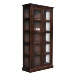 Sheesham Wood Crockery Cabinet with Glass Door | Solid Wood Storage Almirah for Living Room | Wooden Book Shelf & Display Unit | Walnut Finish - Image 4