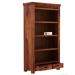 Sheesham Wood Open Bookshelf with Decorative Top and Two Storage Drawers for Living Room Study Office Home Library Solid Wood Book Rack Display Shelving Unit Furniture - Image 2