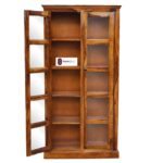 Sheesham Wood Crockery Cabinet with Glass Door | Solid Wood Storage Almirah for Living Room | Wooden Book Shelf & Display Unit | Walnut Finish - Image 7