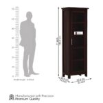 Solid Sheesham Wood Glass Door Cabinet with Shelves Premium Display Unit for Living Room Kitchen Storage Wooden Showcase for Utensils Books Decor Home Furniture - Image 2