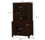 Solid Wood Crockery Cabinet with Glass Doors & Storage Drawers for Dining Room, Kitchen & Living Room | Dark Walnut Finish | 90 x 50 x 175 cm - Image 2