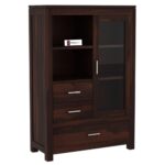 Sheesham Wood Storage Cabinet with Glass Door Shelves and Drawers for Living Room Bedroom Study Solid Wooden Organizer Cupboard Bookcase with Display Rack Home Furniture - Image 5