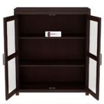 Sheesham Wood Glass Door Display Storage Cabinet with Shelves for Living Room Bedroom Home Solid Wooden Bookcase Organizer Showcase Unit Modern Furniture - Image 5