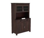 Solid Wood Kitchen Cabinet Crockery Unit with Glass Doors & Storage Drawers for Dining Room and Living Room | Multipurpose Hutch Cabinet | Walnut Finish (44 x 20 x 72 Inch) - Image 3