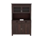 Solid Wood Kitchen Cabinet Crockery Unit with Glass Doors & Storage Drawers for Dining Room and Living Room | Multipurpose Hutch Cabinet | Walnut Finish (44 x 20 x 72 Inch) - Image 5