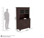 Solid Wood Kitchen Cabinet Crockery Unit with Glass Doors & Storage Drawers for Dining Room and Living Room | Multipurpose Hutch Cabinet | Walnut Finish (44 x 20 x 72 Inch) - Image 2