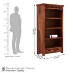 Sheesham Wood Open Bookshelf with Decorative Top and Two Storage Drawers for Living Room Study Office Home Library Solid Wood Book Rack Display Shelving Unit Furniture - Image 3