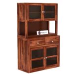 Sheesham Wood Kitchen Hutch Cabinet with Glass Door Shelves Spacious Storage Drawers Dining Crockery Display Unit for Home Living Furniture Premium Solid Wooden Organizer - Image 6