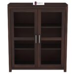 Sheesham Wood Glass Door Display Storage Cabinet with Shelves for Living Room Bedroom Home Solid Wooden Bookcase Organizer Showcase Unit Modern Furniture - Image 3