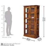 Sheesham Wood Crockery Cabinet with Glass Door | Solid Wood Storage Almirah for Living Room | Wooden Book Shelf & Display Unit | Walnut Finish - Image 2