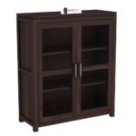 Sheesham Wood Glass Door Display Storage Cabinet with Shelves for Living Room Bedroom Home Solid Wooden Bookcase Organizer Showcase Unit Modern Furniture - Image 4