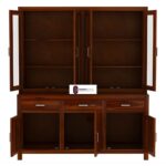 Solid Sheesham Wood Hutch Cabinet with Glass Doors and Large Storage Drawers Wooden Crockery Unit for Dining Room Kitchen Display Sideboard Home Furniture - Image 5