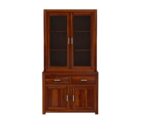 Solid Sheesham Wood Sideboard Cabinet for Living Room | Wooden Crockery Cabinet with 2 Acrylic Glass Doors, 2 Door Cabinet & 2 Drawers | Kitchen Display Unit | Honey - Image 5