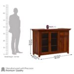 Solid Sheesham Wood Sideboard Buffet Cabinet with Glass Doors Drawer and Shelves Wooden Crockery Storage Unit for Dining Kitchen Living Room Premium Honey Finish Furniture - Image 3