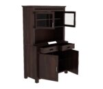 Solid Wood Kitchen Cabinet Crockery Unit with Glass Doors & Storage Drawers for Dining Room and Living Room | Multipurpose Hutch Cabinet | Walnut Finish (44 x 20 x 72 Inch) - Image 4