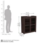 Sheesham Wood Glass Door Display Storage Cabinet with Shelves for Living Room Bedroom Home Solid Wooden Bookcase Organizer Showcase Unit Modern Furniture - Image 2