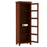 Sheesham Wood Tall Glass Door Cabinet with Multiple Shelves Slim Storage Unit for Living Room Kitchen Dining Room Home Solid Wooden Display Furniture Organizer Showcase - Image 2
