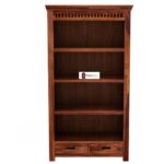 Sheesham Wood Open Bookshelf with Decorative Top and Two Storage Drawers for Living Room Study Office Home Library Solid Wood Book Rack Display Shelving Unit Furniture - Image 6