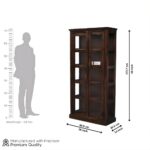 Sheesham Wood Crockery Cabinet with Glass Door | Solid Wood Storage Almirah for Living Room | Wooden Book Shelf & Display Unit | Walnut Finish - Image 6