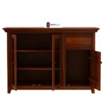 Solid Sheesham Wood Sideboard Buffet Cabinet with Glass Doors Drawer and Shelves Wooden Crockery Storage Unit for Dining Kitchen Living Room Premium Honey Finish Furniture - Image 6
