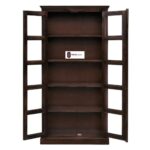 Sheesham Wood Crockery Cabinet with Glass Door | Solid Wood Storage Almirah for Living Room | Wooden Book Shelf & Display Unit | Walnut Finish - Image 2