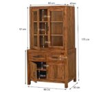 Solid Wood Crockery Cabinet with Glass Doors & Storage Drawers for Dining Room, Kitchen & Living Room | Honey Finish | 90 x 50 x 175 cm - Image 2