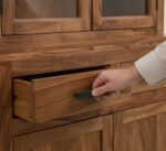 Solid Wood Crockery Cabinet with Glass Doors & Storage Drawers for Dining Room, Kitchen & Living Room | Honey Finish | 90 x 50 x 175 cm - Image 6
