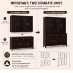 Solid Sheesham Wood Crockery Unit with Glass Doors Dining Hutch Cabinet Wooden Storage Sideboard Buffet Organizer for Kitchen Living Room Premium Dark Brown Finish Furniture - Image 6