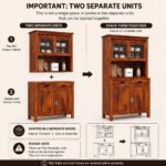 Solid Wood Crockery Cabinet with Glass Doors & Storage Drawers for Dining Room, Kitchen & Living Room | Honey Finish | 111.8 x 50.8 x 182.9 cm - Image 6