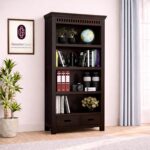 Solid Sheesham Wood Bookshelf with Open Shelves and Storage Drawers Premium Wooden Bookcase for Living Room Office Study Room Display Rack Home Furniture Unit