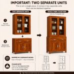 Solid Sheesham Wood Sideboard Cabinet for Living Room | Wooden Crockery Cabinet with 2 Acrylic Glass Doors, 2 Door Cabinet & 2 Drawers | Kitchen Display Unit | Honey - Image 6