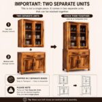 Solid Wood Crockery Cabinet with Glass Doors & Storage Drawers for Dining Room, Kitchen & Living Room | Honey Finish | 90 x 50 x 175 cm - Image 8