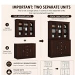 Sheesham Wood Glass Door Hutch Cabinet with Drawers and Storage Compartments for Dining Room Living Room Kitchen Home Solid Wooden Display Unit Crockery Organizer Furniture - Image 6