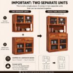 Sheesham Wood Kitchen Hutch Cabinet with Glass Door Shelves Spacious Storage Drawers Dining Crockery Display Unit for Home Living Furniture Premium Solid Wooden Organizer - Image 7
