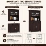 Solid Wood Kitchen Cabinet Crockery Unit with Glass Doors & Storage Drawers for Dining Room and Living Room | Multipurpose Hutch Cabinet | Walnut Finish (44 x 20 x 72 Inch) - Image 6